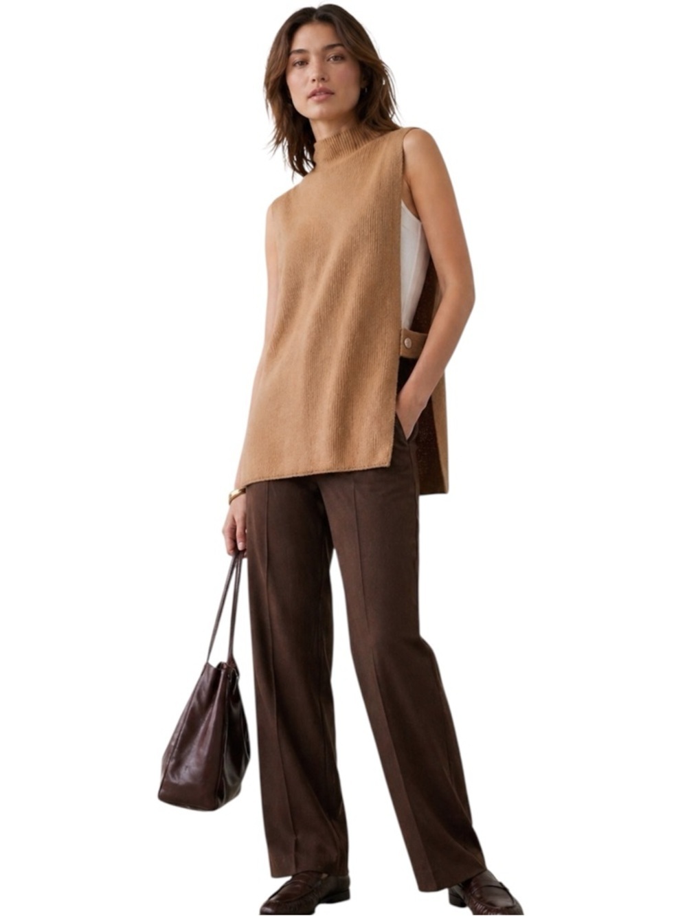 BANANA REPUBLIC CAMEL SWEATER VEST PONCHO M / L